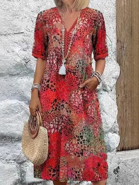 Vestido Boho Floral Confort – Elegância e Liberdade em Cada Movimento