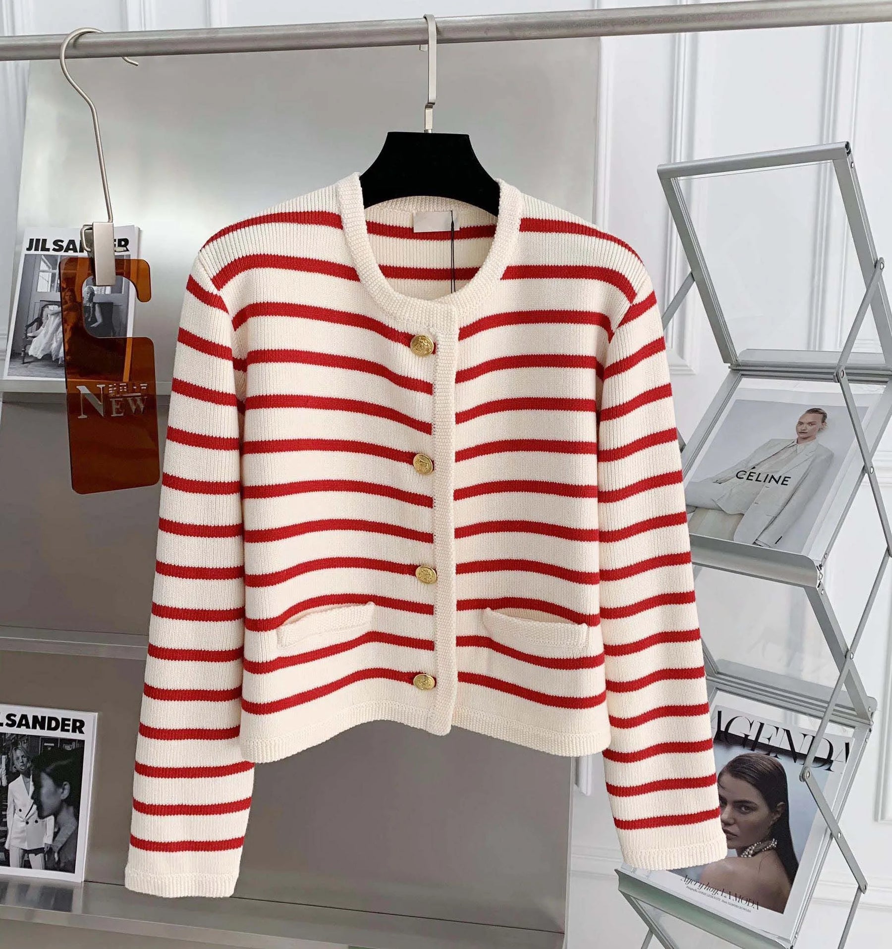 Cardigan Feminino Listrado com Botões