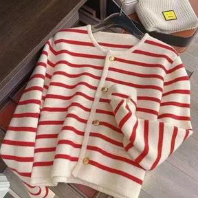 Cardigan Feminino Listrado com Botões