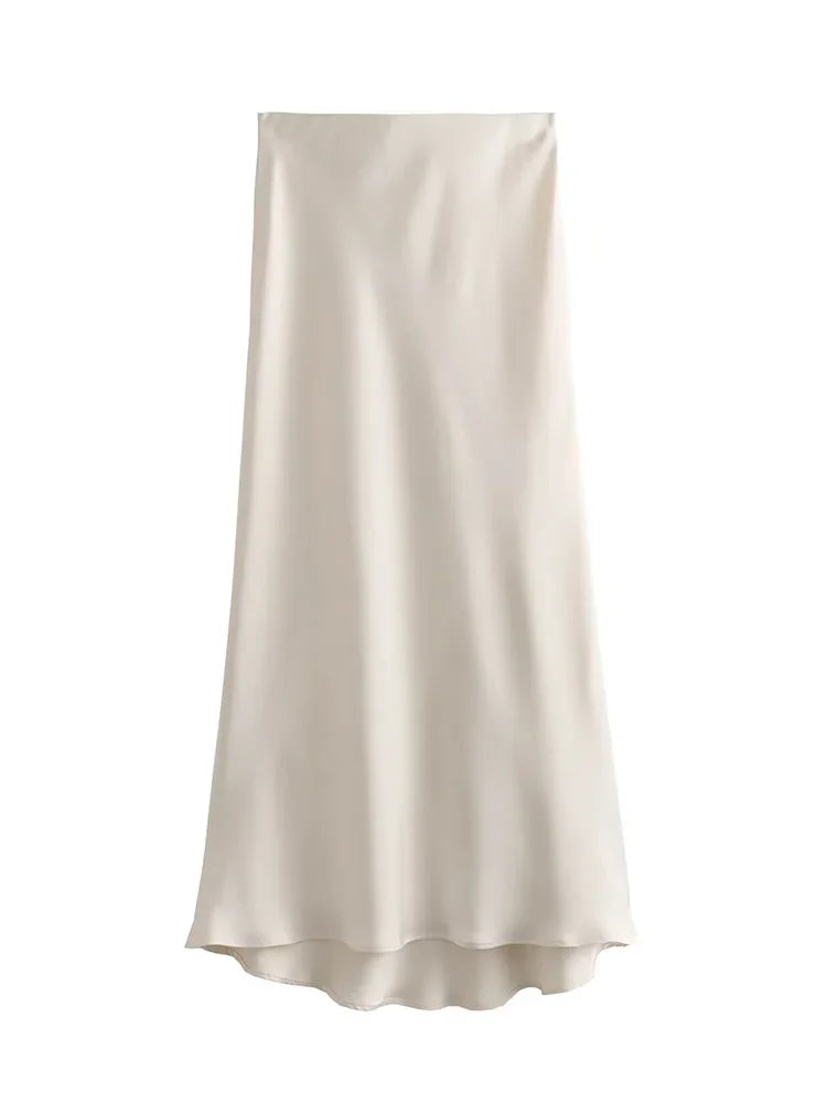 Saia Midi Feminina Acetinada – Elegância Casual para Todas as Ocasiões