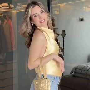 Blusa Frente Única Feminina com Gola Drapeada – Elegância e Frescor para o Verão