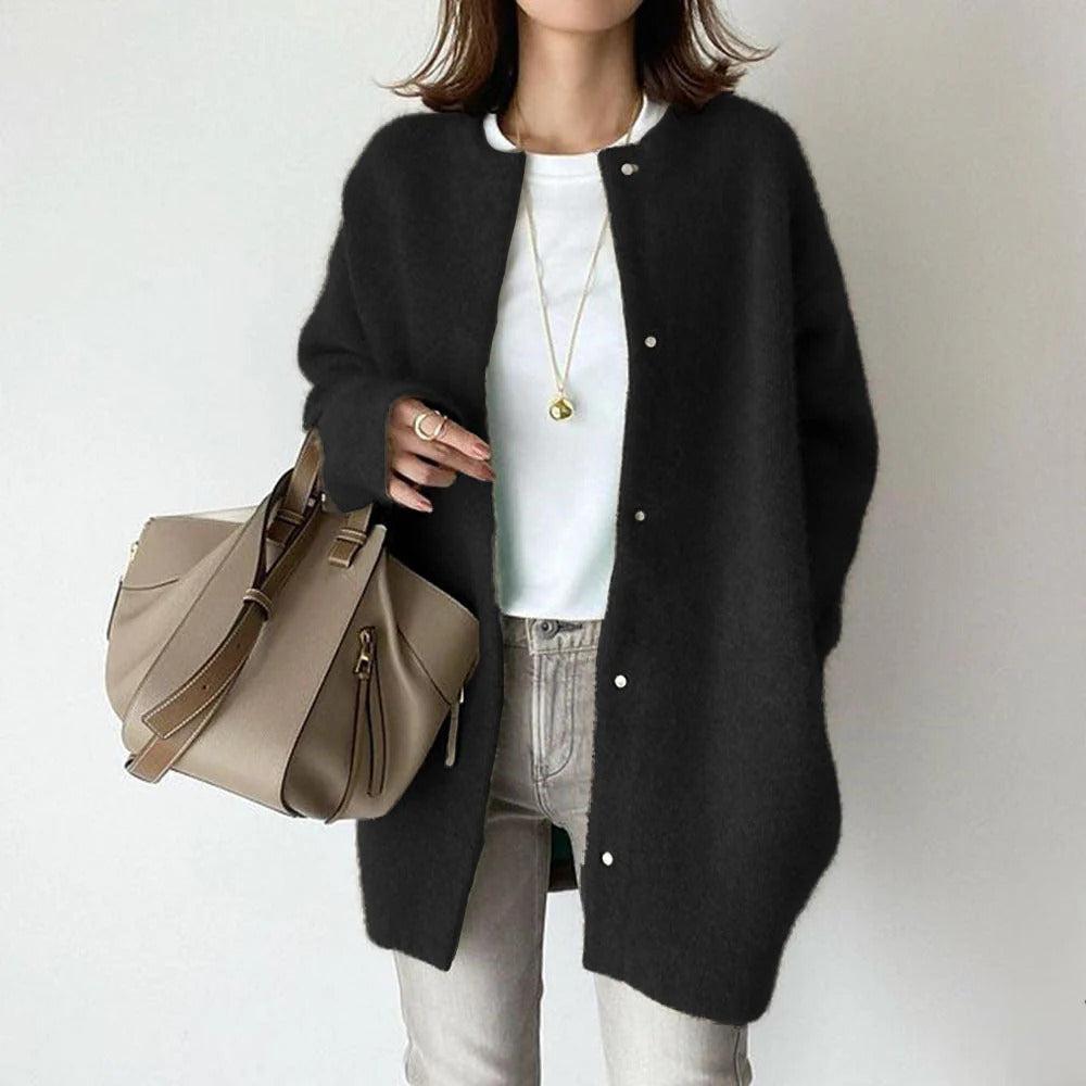 Casaco Feminino Elegante de Inverno com Caimento Solto