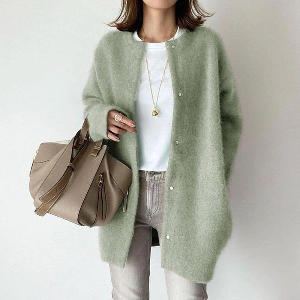 Casaco Feminino Elegante de Inverno com Caimento Solto
