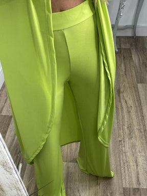 Conjunto de Duas Peças com Top com Fenda e Calças Casuais