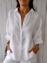 Camisa Casual Feminina de Algodão e Linho