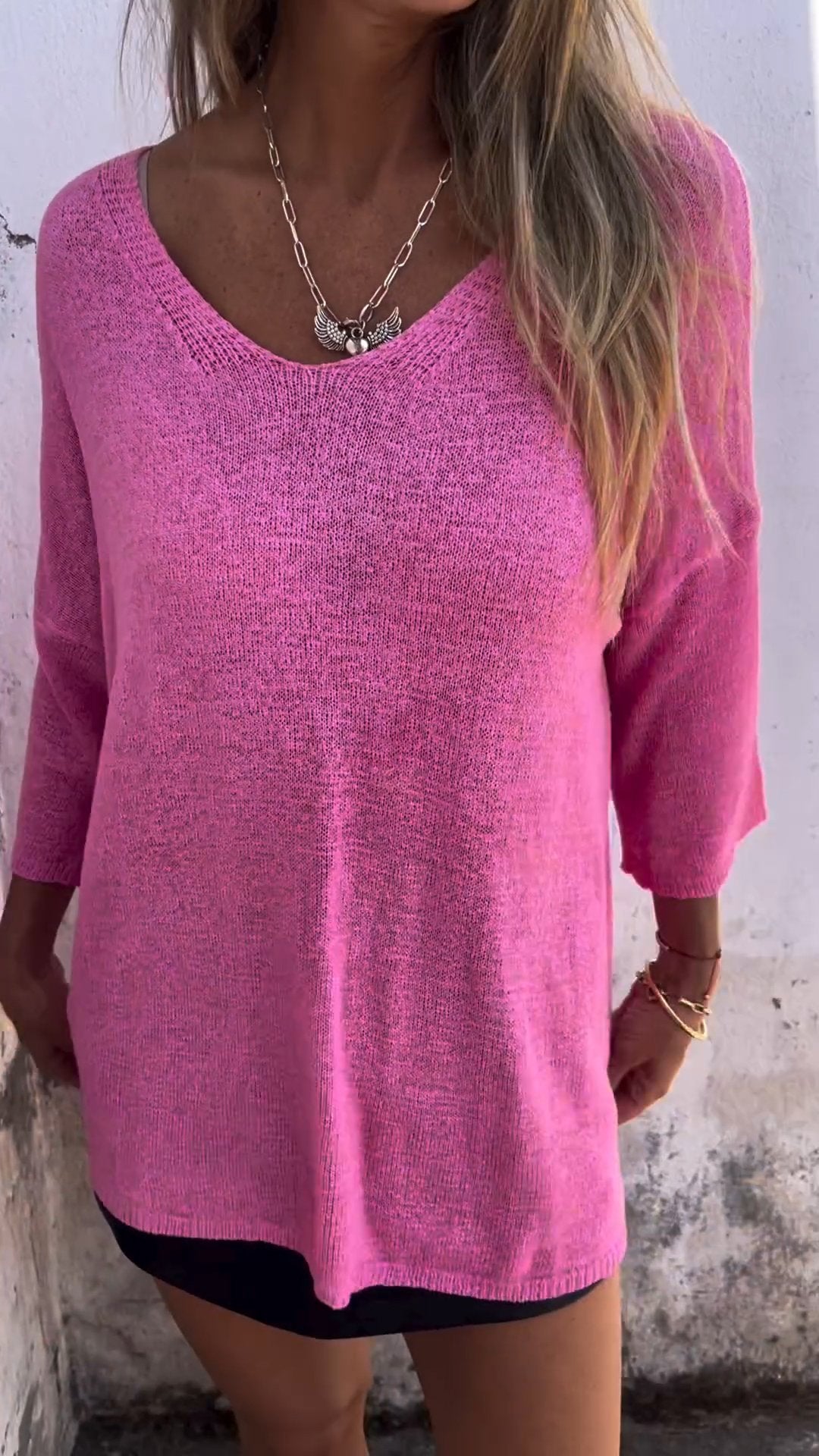 Blusa Confortável de Malha com Gola Redonda