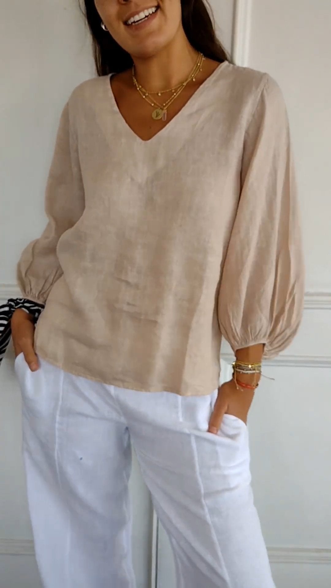 Camisa de Algodão e Linho com Mangas Bufantes ChicSoul - como usar