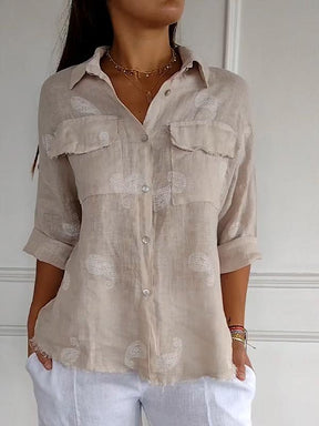 Camisa com Lapela e Mangas 3/4 de Algodão e Linho ChicSoul - como usar