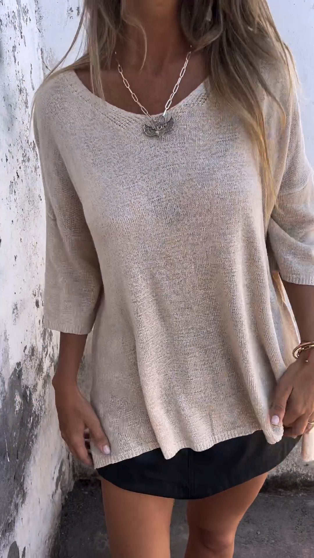 Blusa Confortável de Malha com Gola Redonda