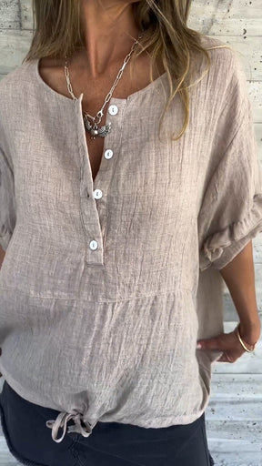 Blusa com Gola Redonda e Barra de Amarrar