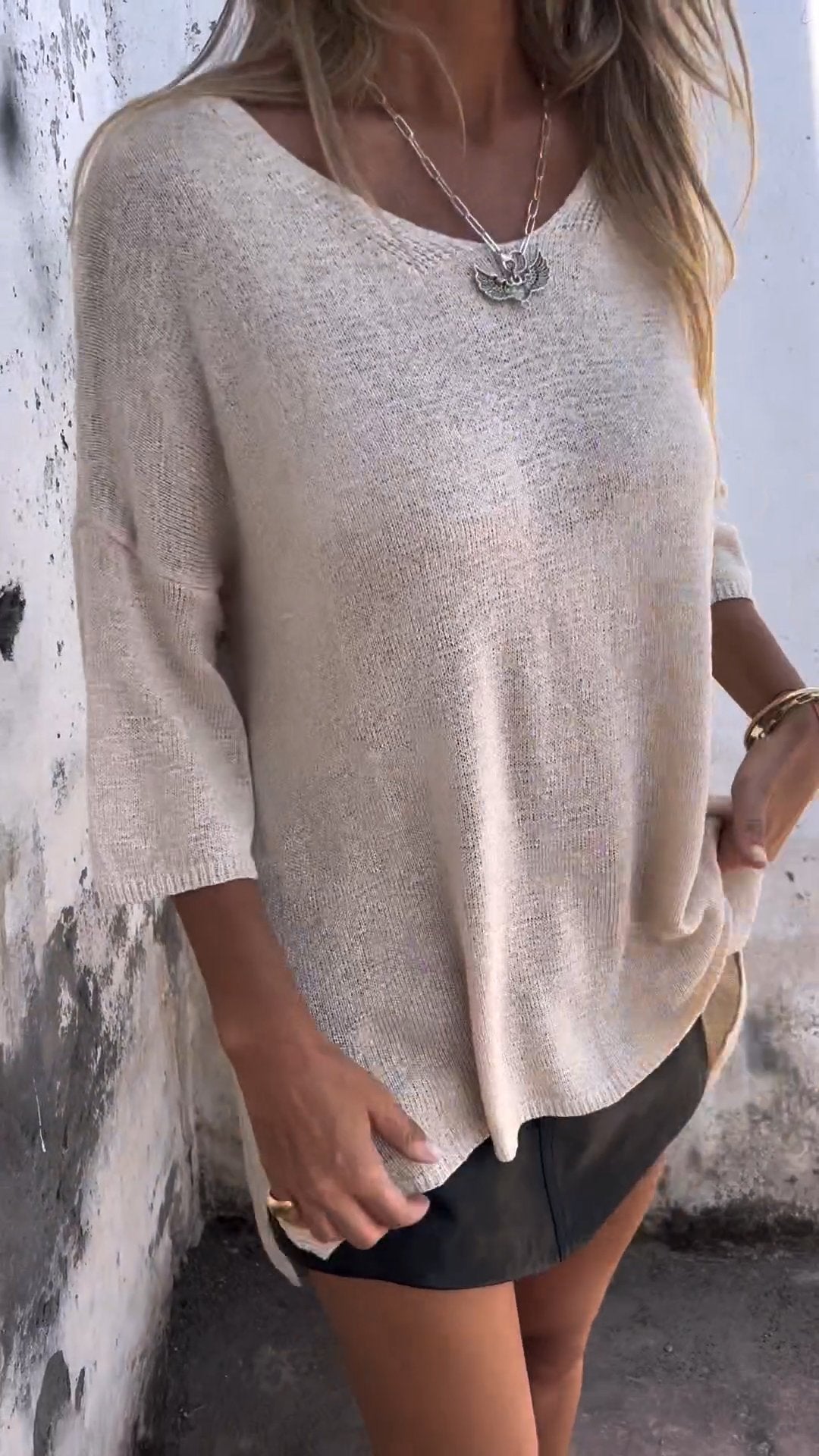 Blusa Confortável de Malha com Gola Redonda
