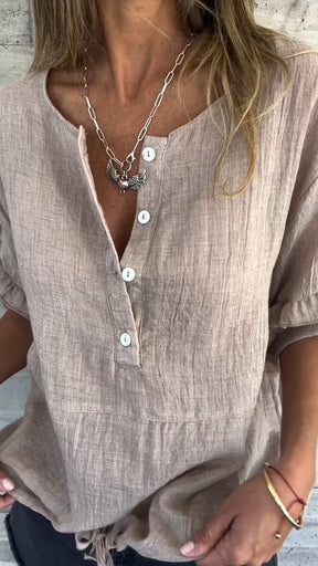 Blusa com Gola Redonda e Barra de Amarrar