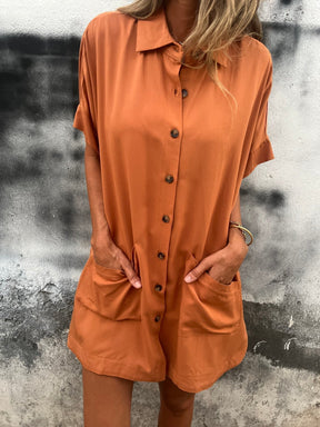 Camisa longa confortável de algodão e linho