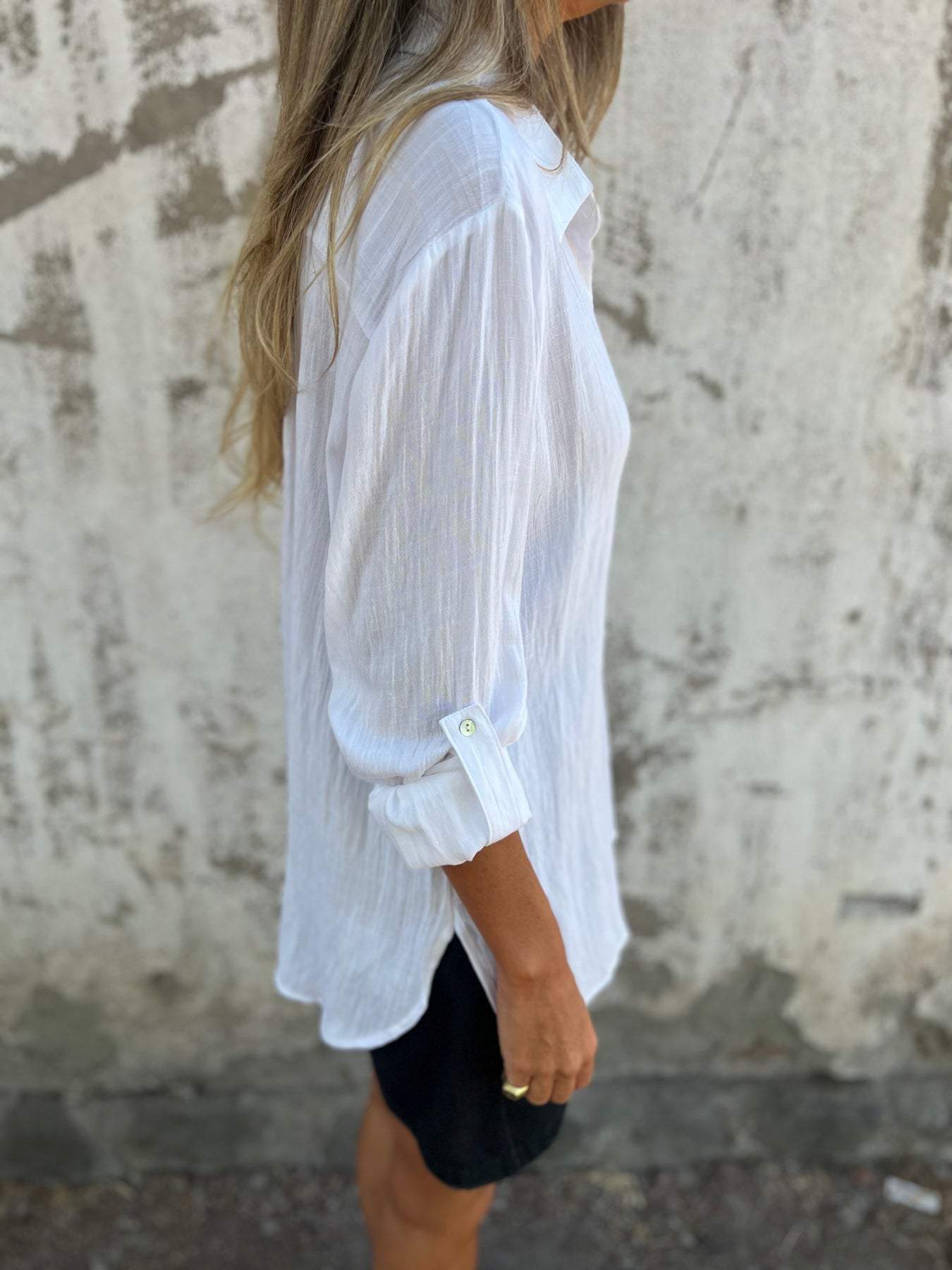 Camisa de Algodão e Linho com Lapela ChicSoul - detalhe 2