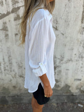 Camisa de Algodão e Linho com Lapela ChicSoul - detalhe 2