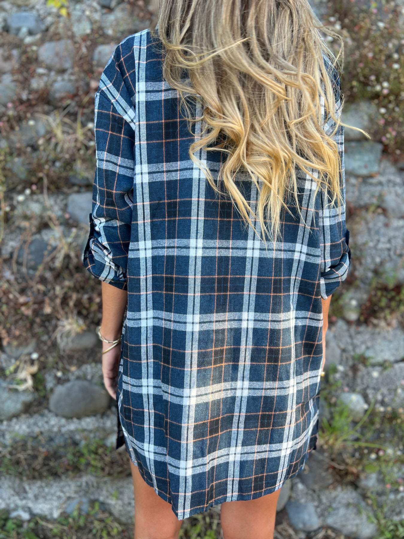 Camisa com Lapela e Mangas 3/4 Xadrez ChicSoul - detalhe 2