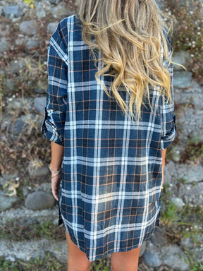 Camisa com Lapela e Mangas 3/4 Xadrez ChicSoul - detalhe 2