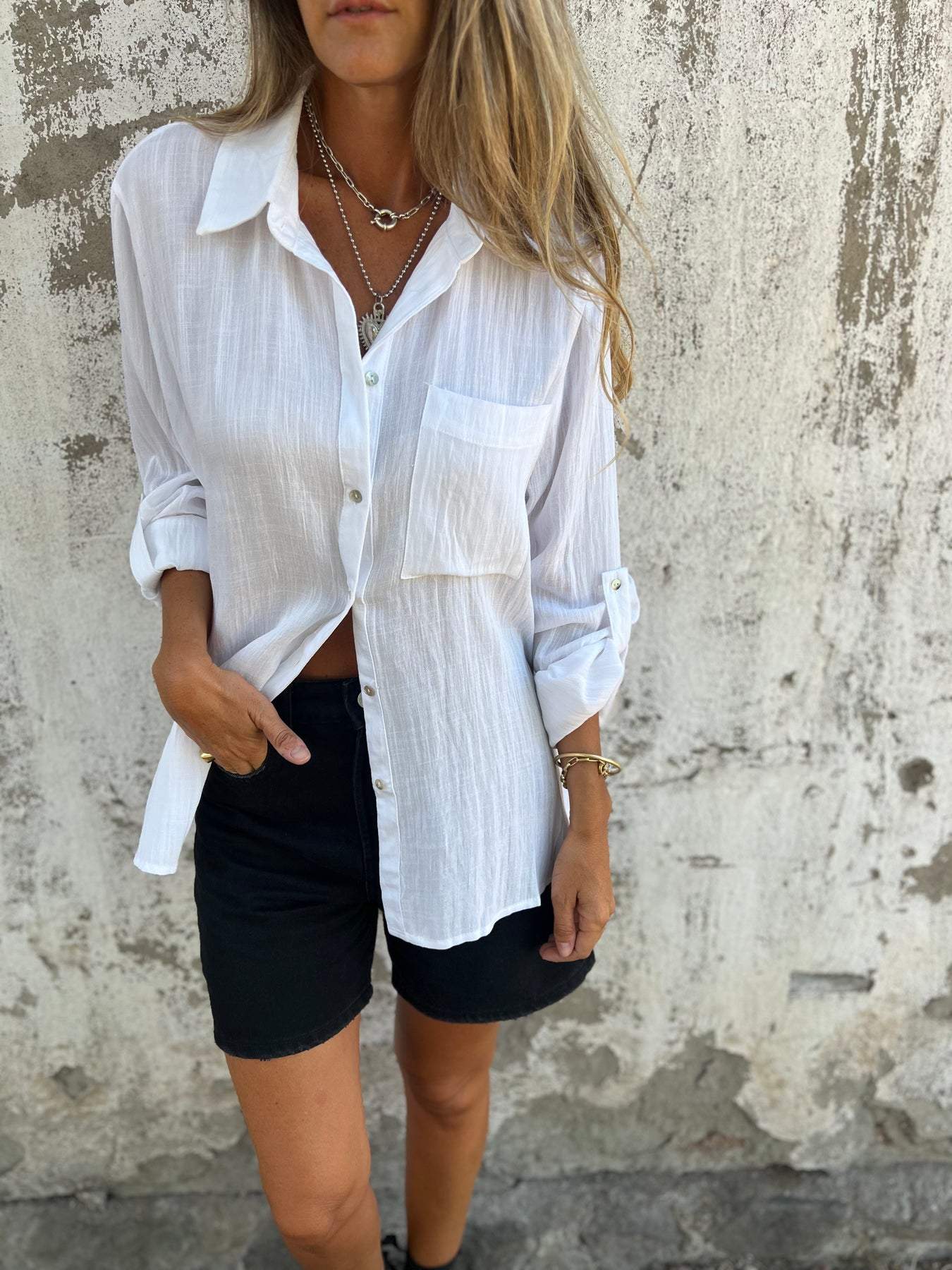 Camisa de Algodão e Linho com Lapela ChicSoul - como usar