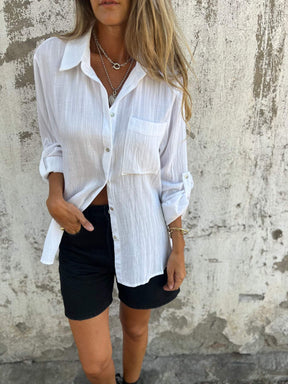 Camisa de Algodão e Linho com Lapela ChicSoul - como usar