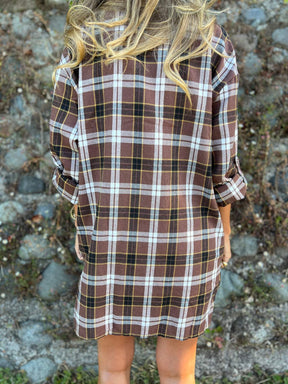 Camisa com Lapela e Mangas 3/4 Xadrez