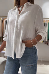 Camisa de algodão e linho casual
