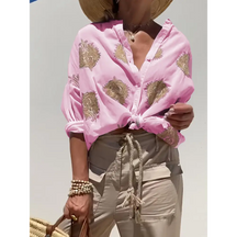 Camisa Feminina Bordada de Algodão com Botões