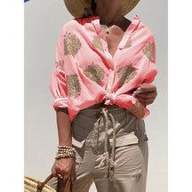 Camisa Feminina Bordada de Algodão com Botões