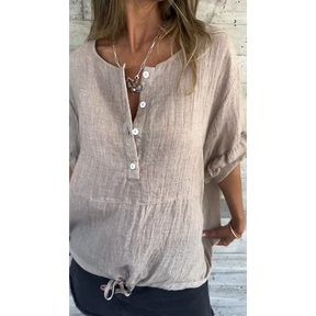 Blusa com Gola Redonda e Barra de Amarrar