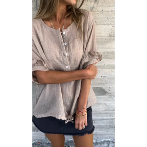 Blusa com Gola Redonda e Barra de Amarrar