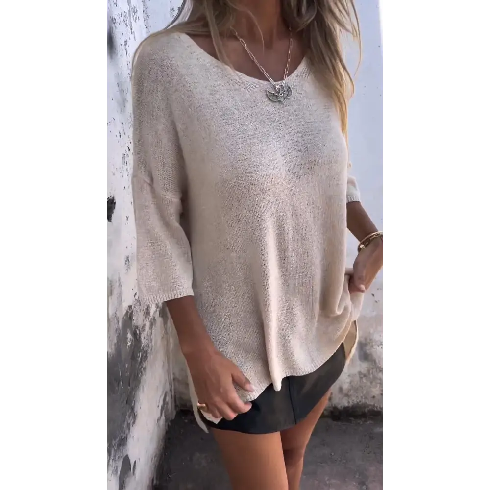 Blusa Confortável de Malha com Gola Redonda