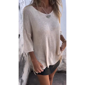 Blusa Confortável de Malha com Gola Redonda
