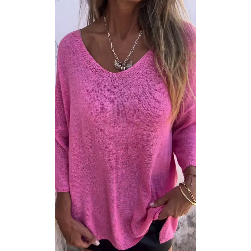 Blusa Confortável de Malha com Gola Redonda